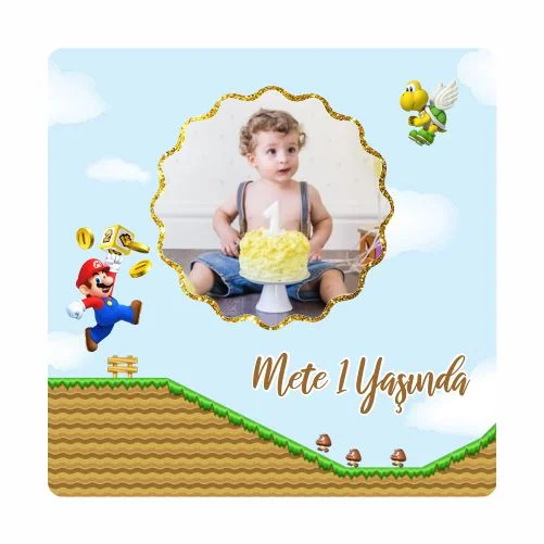 Super Mario Temalı Doğum Günü Magneti